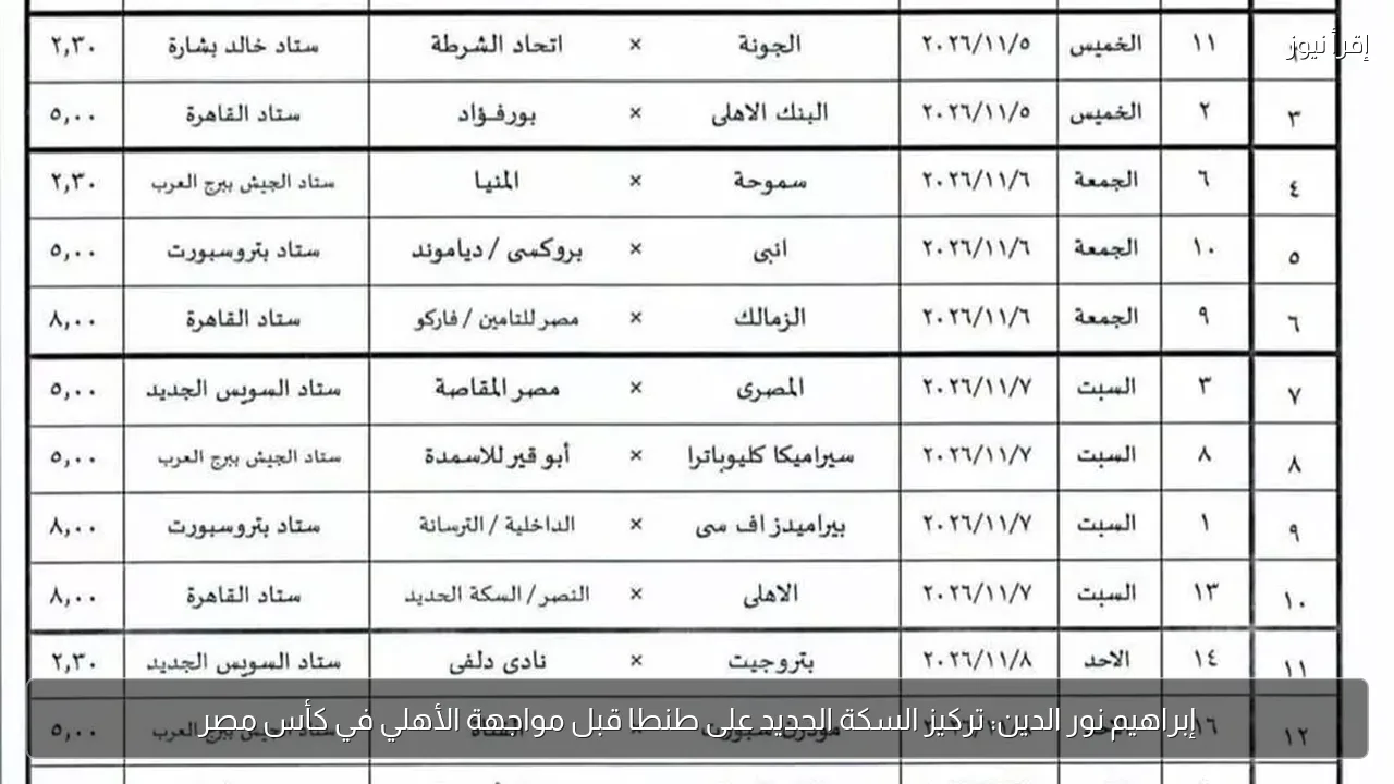 إبراهيم نور الدين: تركيز السكة الحديد على طنطا قبل مواجهة الأهلي في كأس مصر