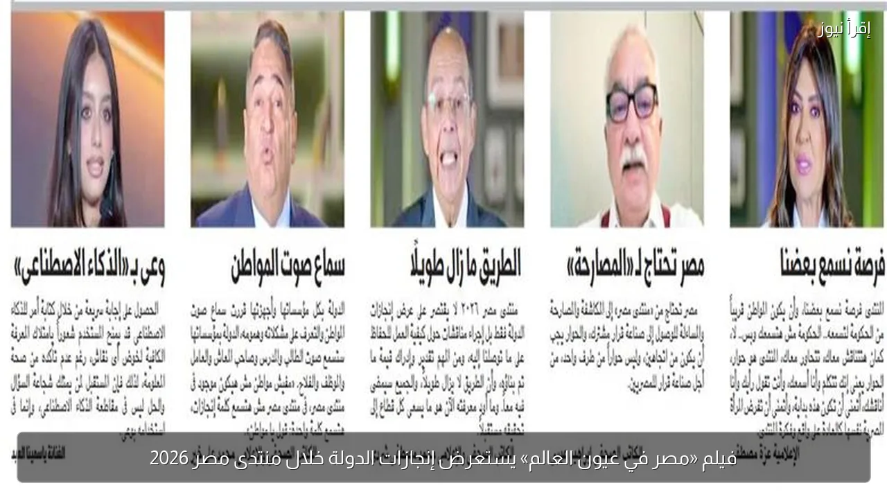 فيلم «مصر في عيون العالم» يستعرض إنجازات الدولة خلال منتدى مصر 2026