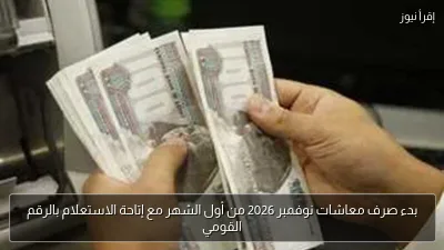 بدء صرف معاشات نوفمبر 2026 من أول الشهر مع إتاحة الاستعلام بالرقم القومي