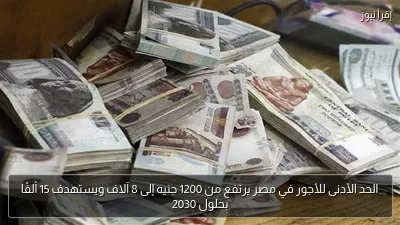 الحد الأدنى للأجور في مصر يرتفع من 1200 جنيه إلى 8 آلاف ويستهدف 15 ألفًا بحلول 2030
