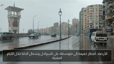 الأرصاد: أمطار خفيفة إلى متوسطة على السواحل وشمال الدلتا خلال الأيام المقبلة