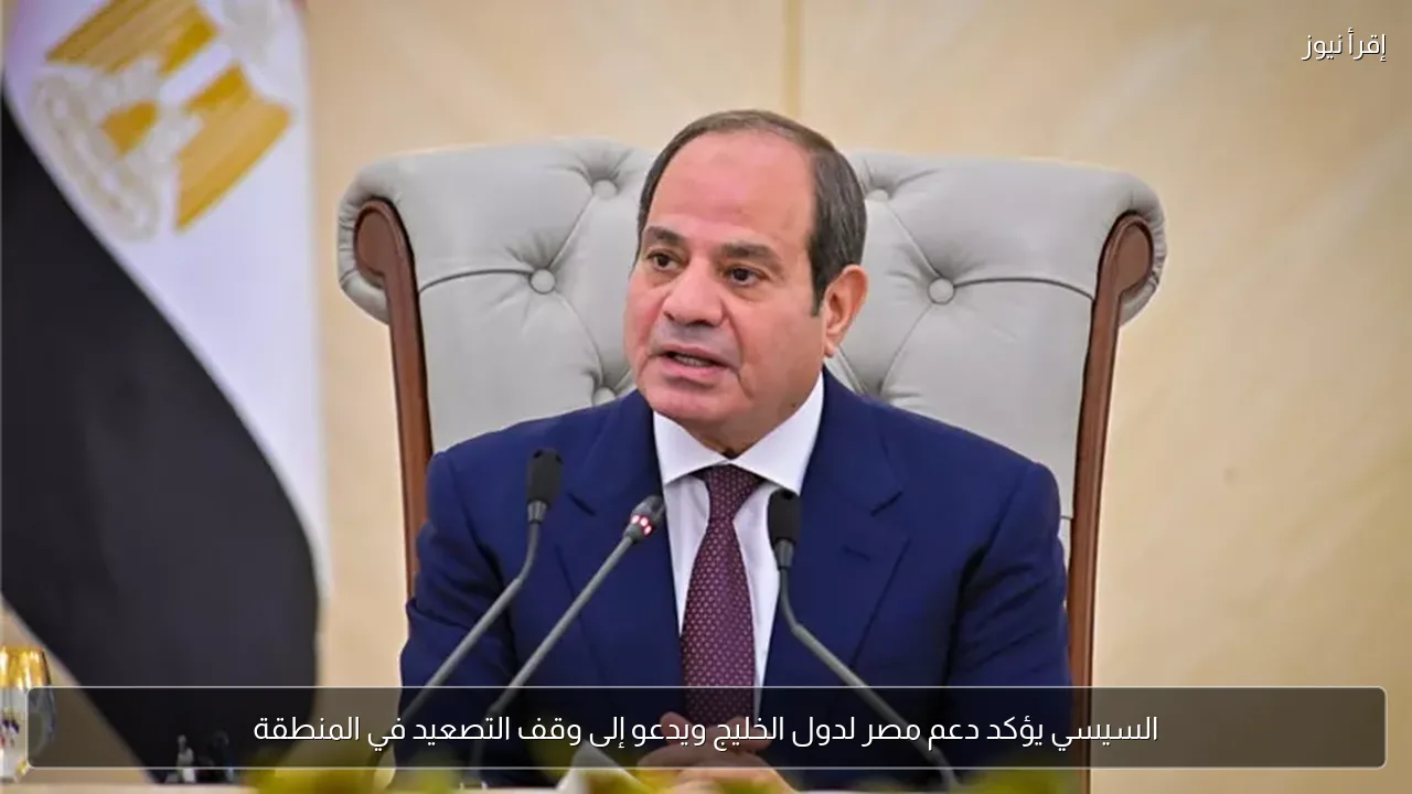 السيسي يؤكد دعم مصر لدول الخليج ويدعو إلى وقف التصعيد في المنطقة