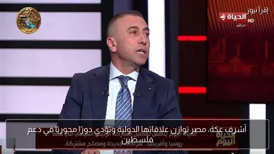 أشرف عكة: مصر توازن علاقاتها الدولية وتؤدي دورًا محوريًا في دعم فلسطين