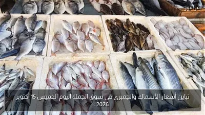 تباين أسعار الأسماك والجمبري في سوق الجملة اليوم الخميس 15 أكتوبر 2026