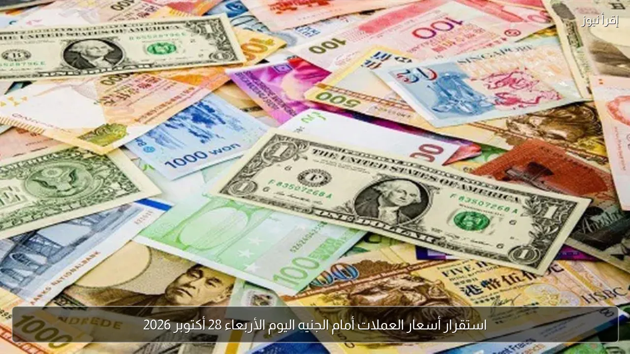 استقرار أسعار العملات أمام الجنيه اليوم الأربعاء 28 أكتوبر 2026