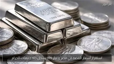استقرار أسعار الفضة في مصر وعيار 999 يسجل 103 جنيهات للجرام