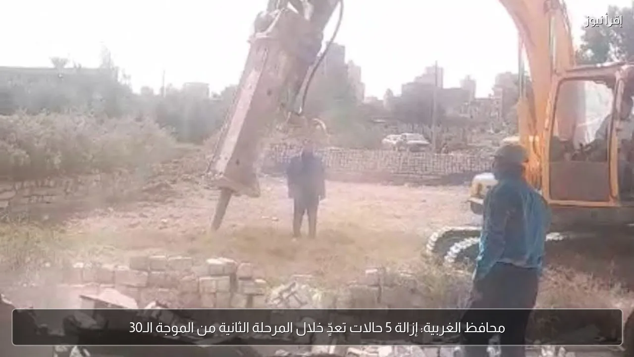 محافظ الغربية: إزالة 5 حالات تعدٍّ خلال المرحلة الثانية من الموجة الـ30