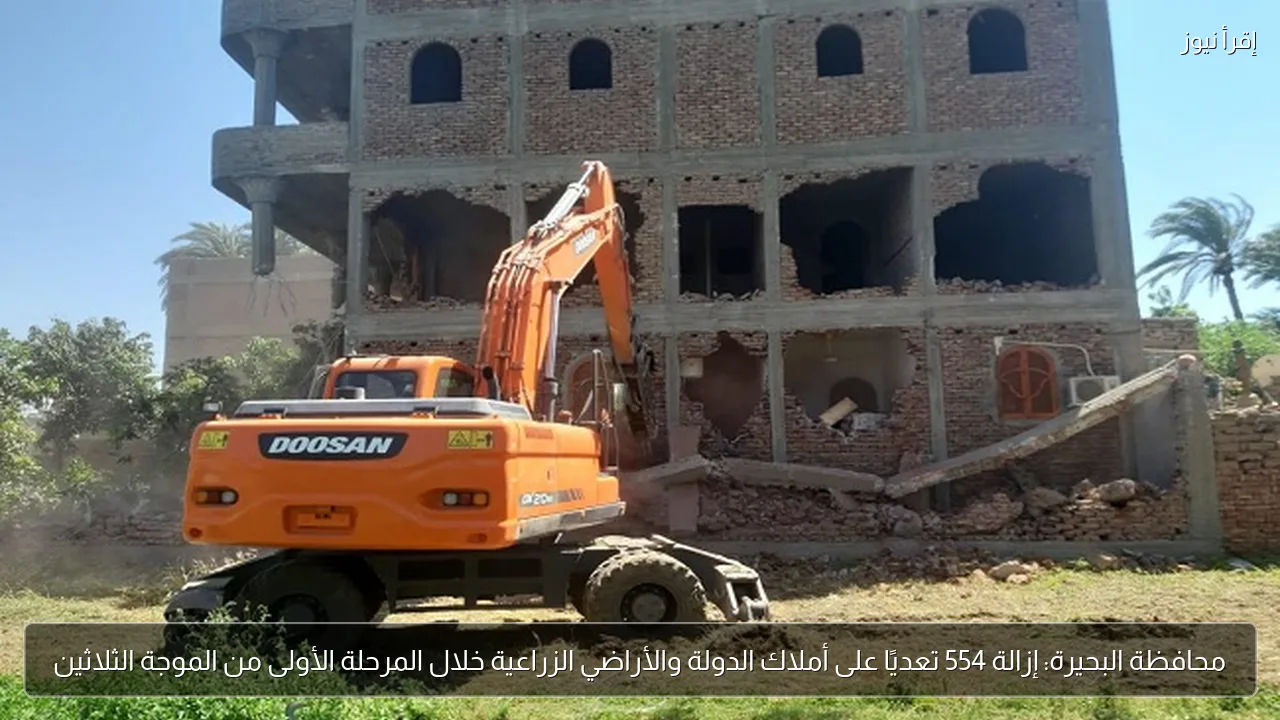 محافظة البحيرة: إزالة 554 تعديًا على أملاك الدولة والأراضي الزراعية خلال المرحلة الأولى من الموجة الثلاثين