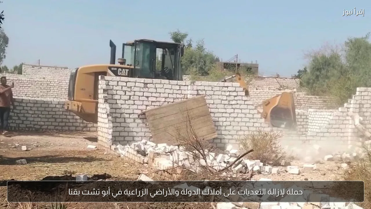 حملة لإزالة التعديات على أملاك الدولة والأراضي الزراعية في أبو تشت بقنا