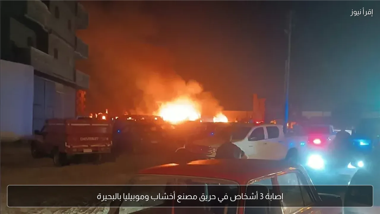 إصابة 3 أشخاص في حريق مصنع أخشاب وموبيليا بالبحيرة