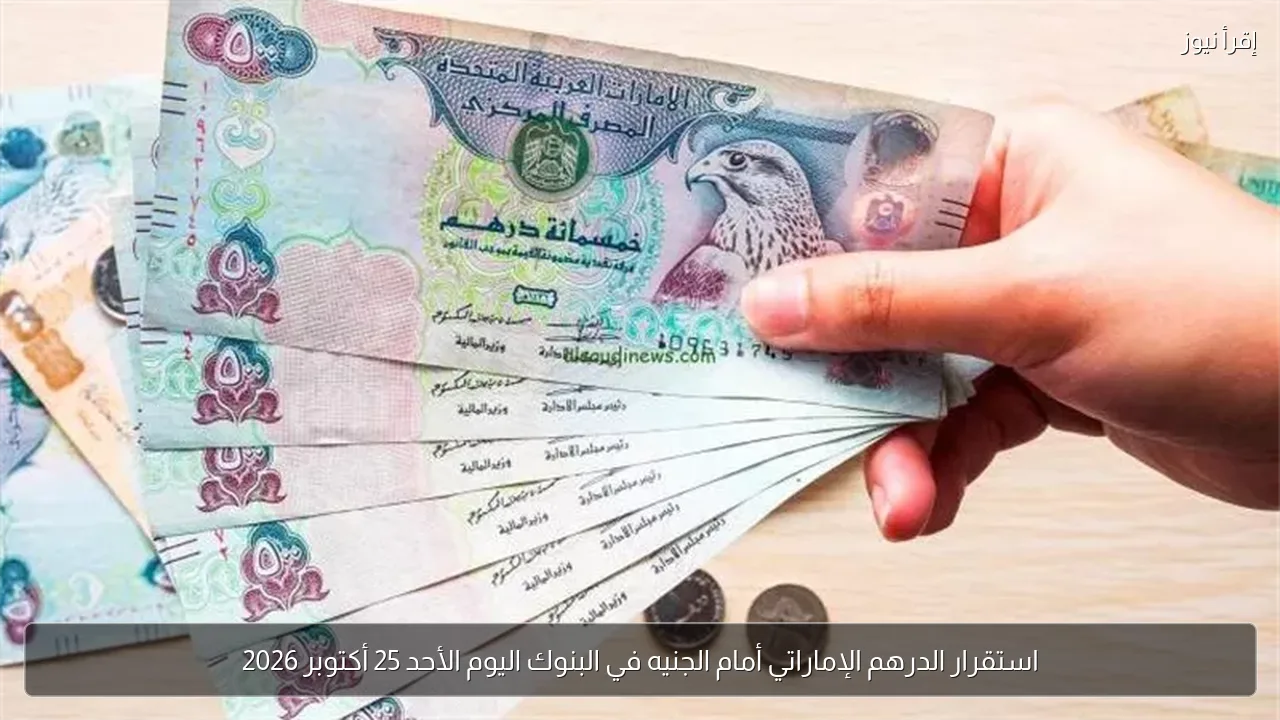 استقرار الدرهم الإماراتي أمام الجنيه في البنوك اليوم الأحد 25 أكتوبر 2026