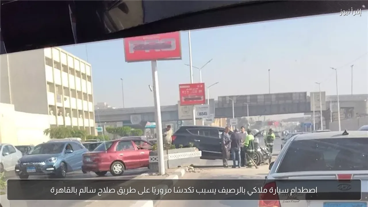 اصطدام سيارة ملاكي بالرصيف يسبب تكدسًا مروريًا على طريق صلاح سالم بالقاهرة