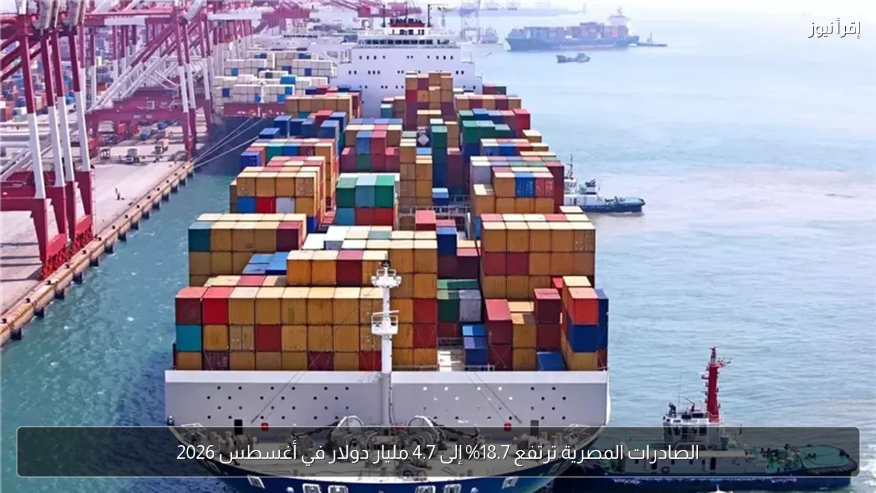 الصادرات المصرية ترتفع 18.7% إلى 4.7 مليار دولار في أغسطس 2026