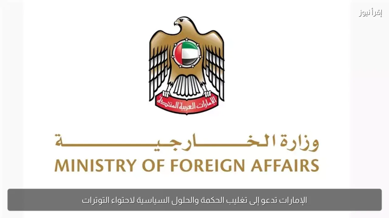 الإمارات تدعو إلى تغليب الحكمة والحلول السياسية لاحتواء التوترات