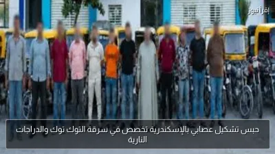 حبس تشكيل عصابي بالإسكندرية تخصص في سرقة التوك توك والدراجات النارية