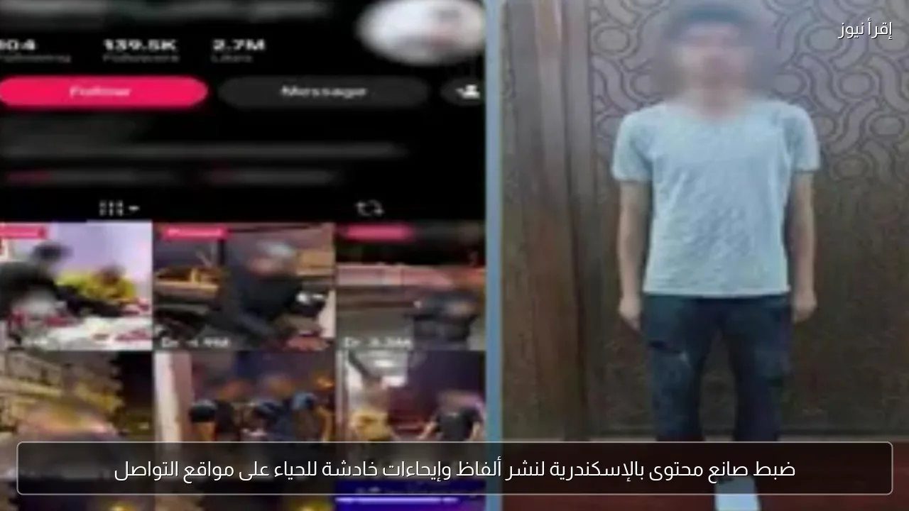 ضبط صانع محتوى بالإسكندرية لنشر ألفاظ وإيحاءات خادشة للحياء على مواقع التواصل