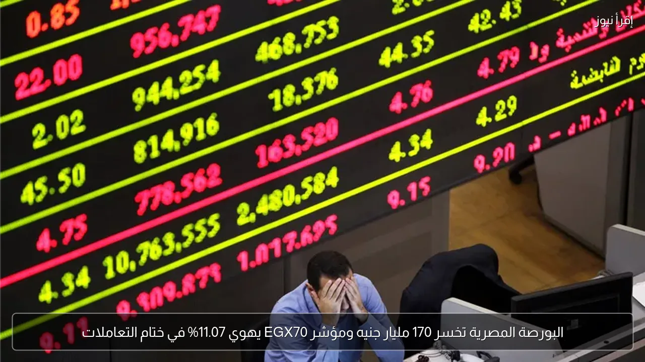 البورصة المصرية تخسر 170 مليار جنيه ومؤشر EGX70 يهوي 11.07% في ختام التعاملات
