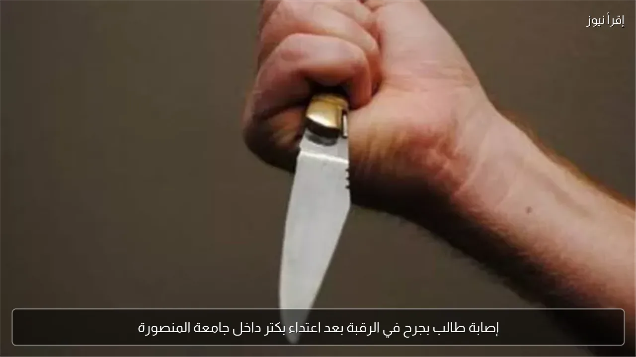 إصابة طالب بجرح في الرقبة بعد اعتداء بكتر داخل جامعة المنصورة