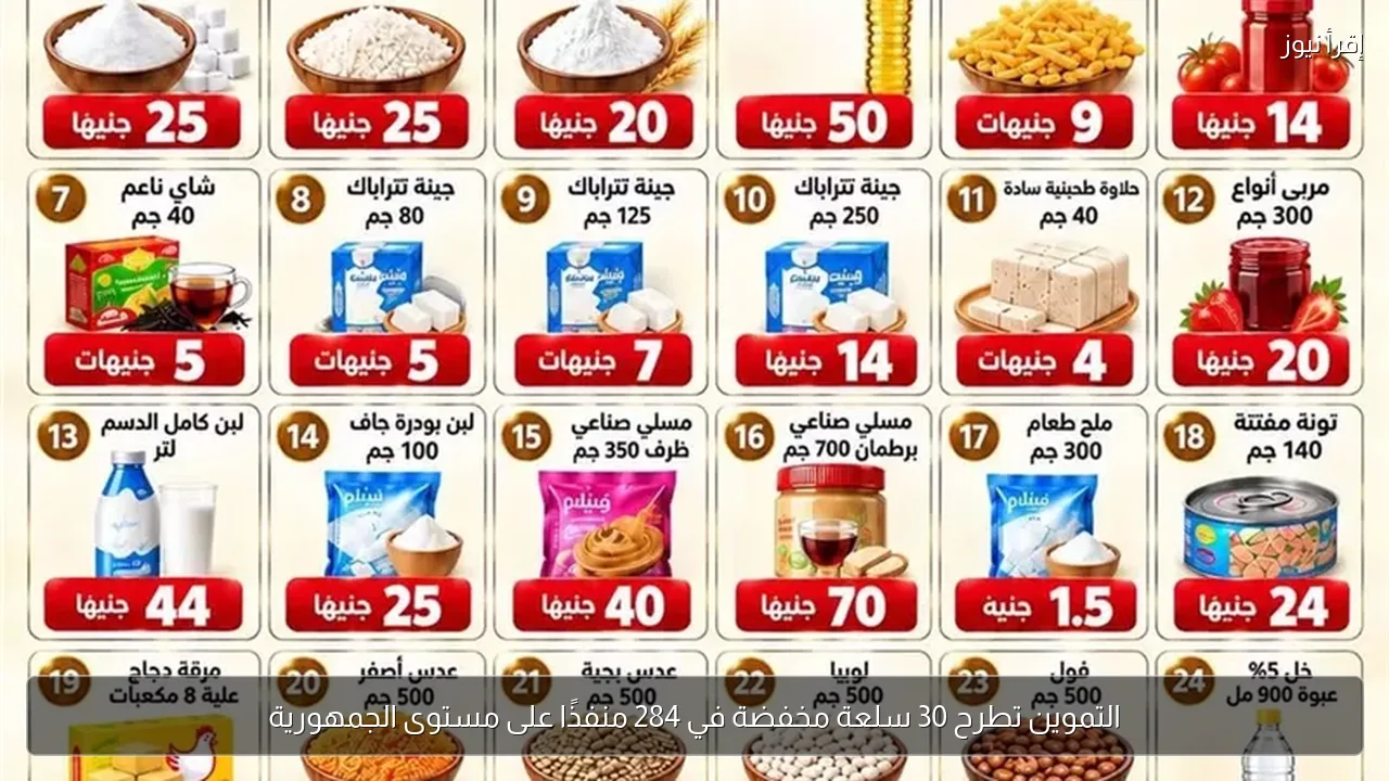 التموين تطرح 30 سلعة مخفضة في 284 منفذًا على مستوى الجمهورية
