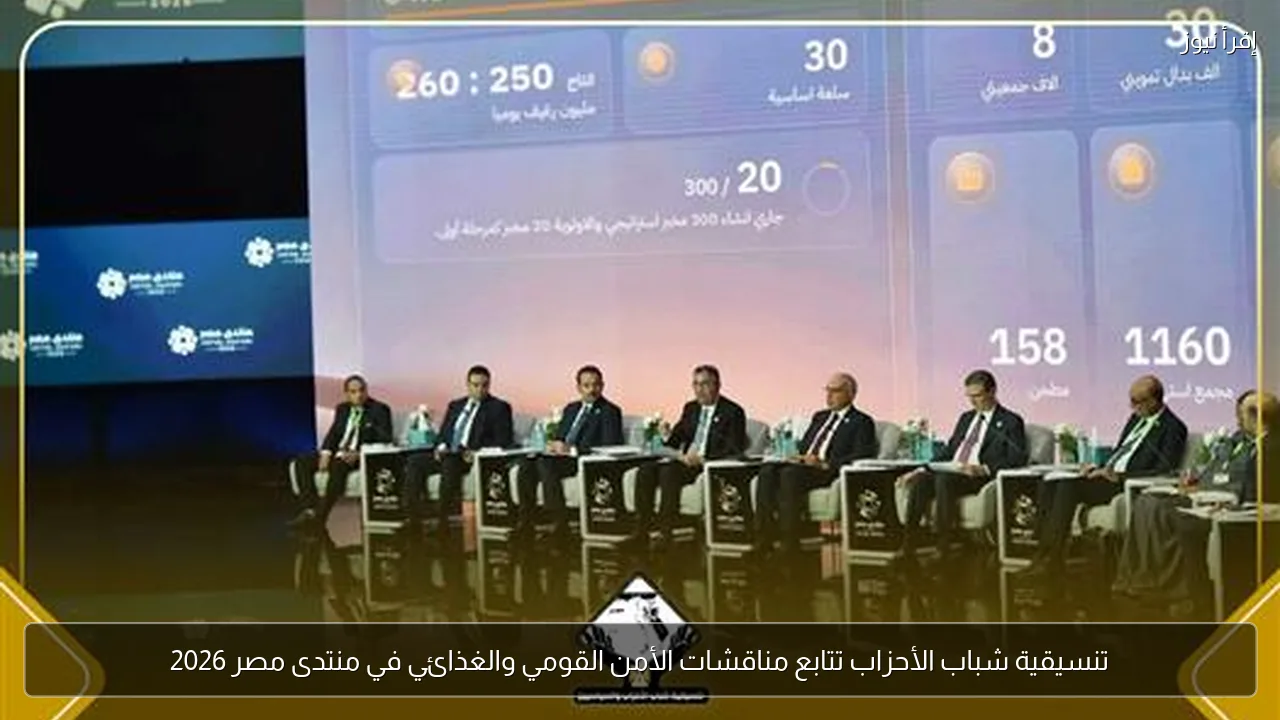 تنسيقية شباب الأحزاب تتابع مناقشات الأمن القومي والغذائي في منتدى مصر 2026