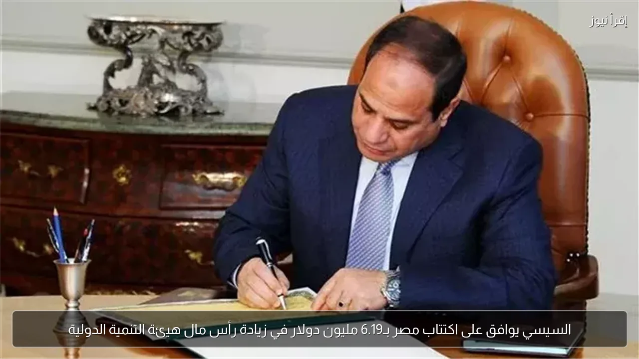 السيسي يوافق على اكتتاب مصر بـ6.19 مليون دولار في زيادة رأس مال هيئة التنمية الدولية