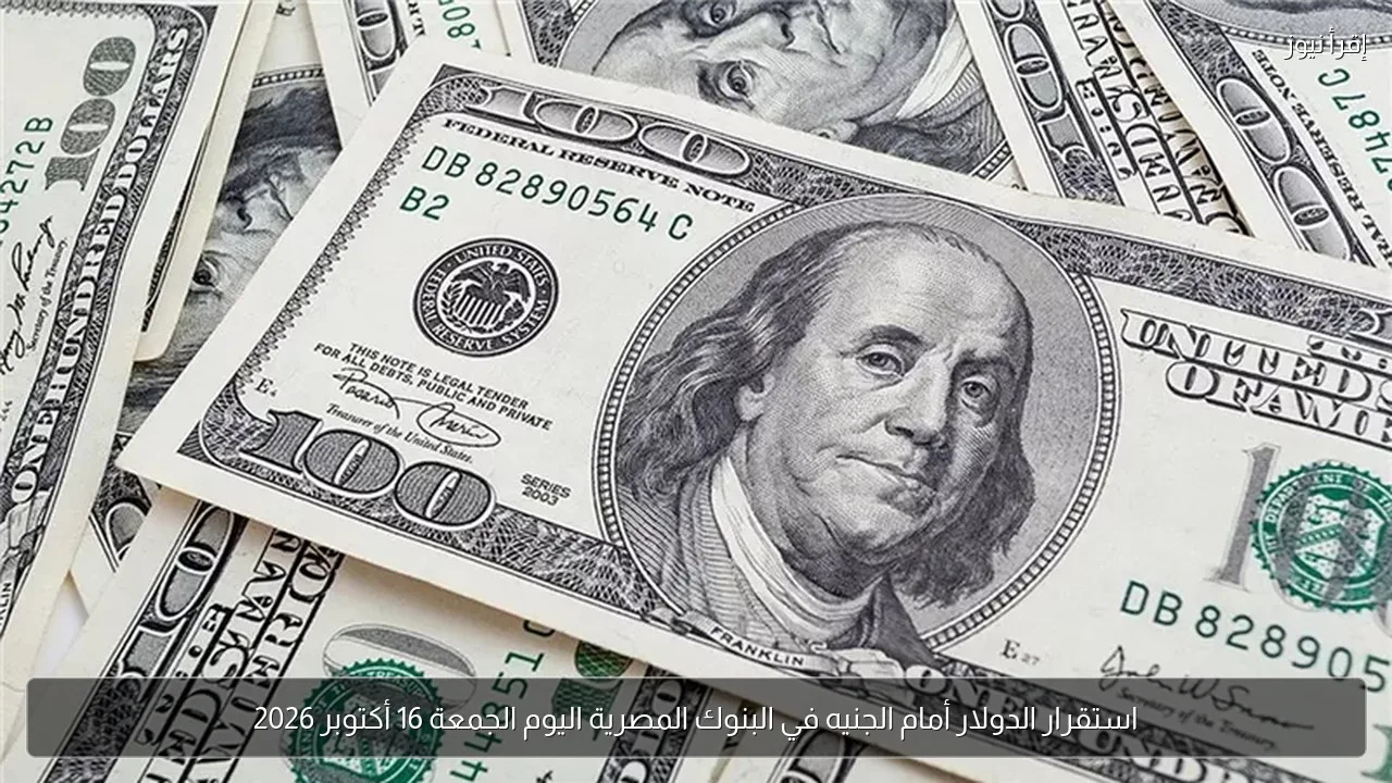 استقرار الدولار أمام الجنيه في البنوك المصرية اليوم الجمعة 16 أكتوبر 2026