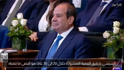 السيسي: تحقيق التنمية المنشودة خلال 20 إلى 30 عامًا هو أقصى ما نتمناه