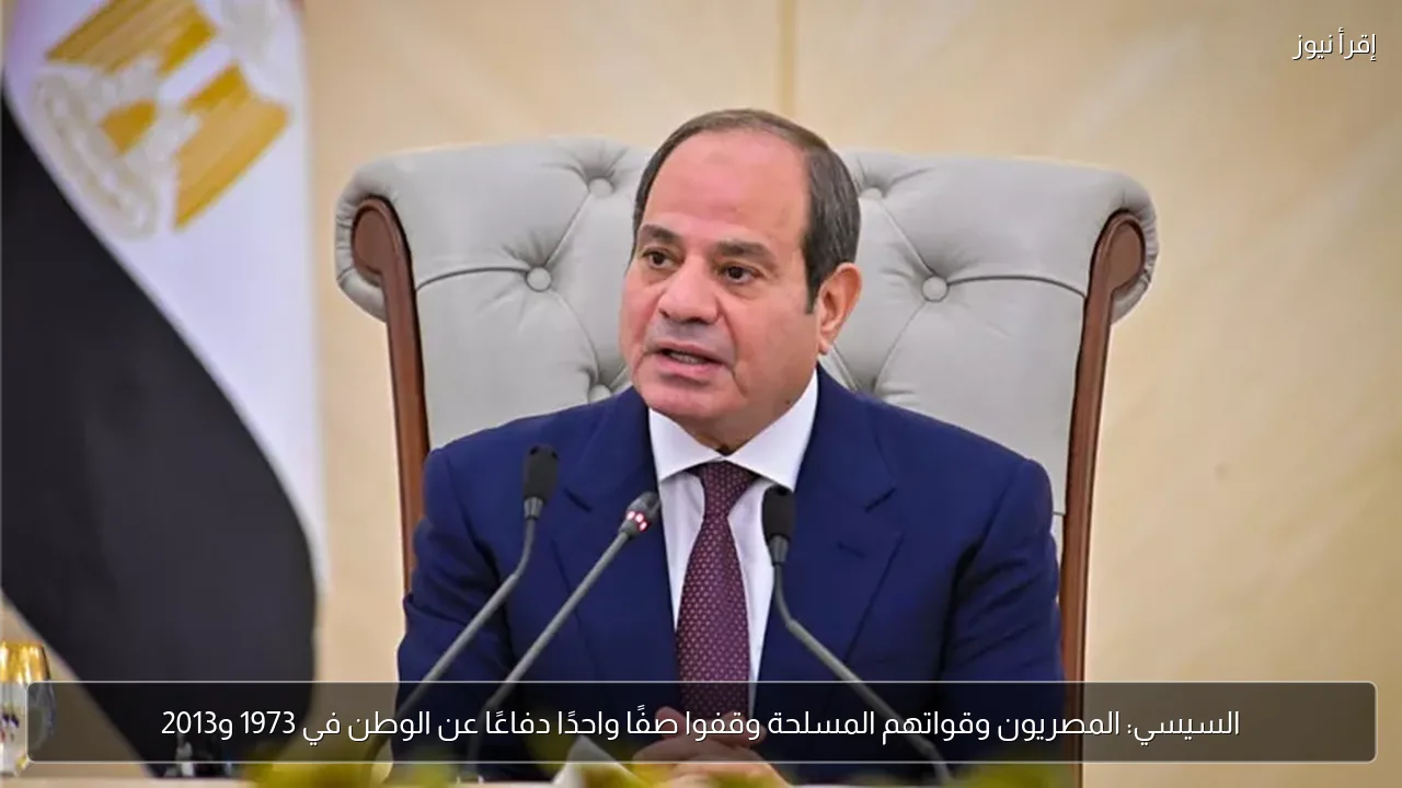 السيسي: المصريون وقواتهم المسلحة وقفوا صفًا واحدًا دفاعًا عن الوطن في 1973 و2013