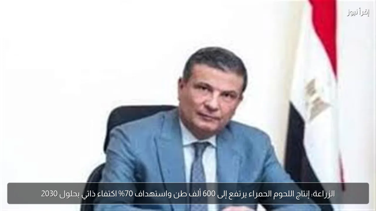 الزراعة: إنتاج اللحوم الحمراء يرتفع إلى 600 ألف طن واستهداف 70% اكتفاء ذاتي بحلول 2030