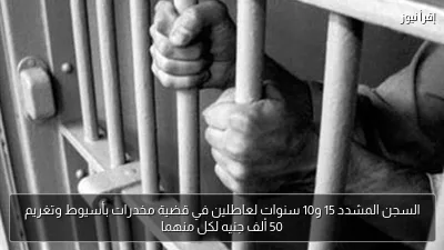 السجن المشدد 15 و10 سنوات لعاطلين في قضية مخدرات بأسيوط وتغريم 50 ألف جنيه لكل منهما