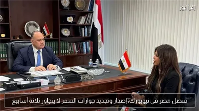 قنصل مصر في نيويورك: إصدار وتجديد جوازات السفر لا يتجاوز ثلاثة أسابيع