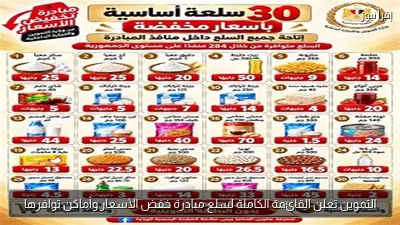 التموين تعلن القائمة الكاملة لسلع مبادرة خفض الأسعار وأماكن توافرها