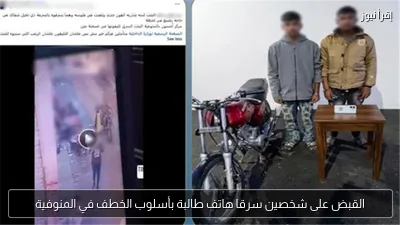 القبض على شخصين سرقا هاتف طالبة بأسلوب الخطف في المنوفية