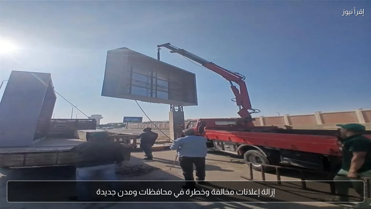 إزالة إعلانات مخالفة وخطرة في محافظات ومدن جديدة