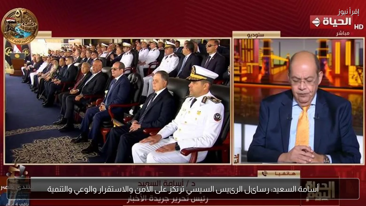 أسامة السعيد: رسائل الرئيس السيسي ترتكز على الأمن والاستقرار والوعي والتنمية