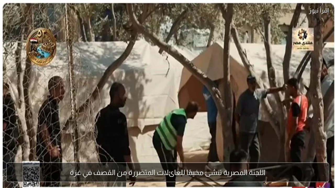اللجنة المصرية تنشئ مخيمًا للعائلات المتضررة من القصف في غزة