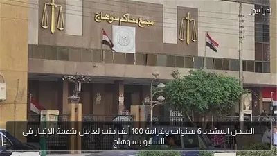 السجن المشدد 6 سنوات وغرامة 100 ألف جنيه لعامل بتهمة الاتجار في الشابو بسوهاج