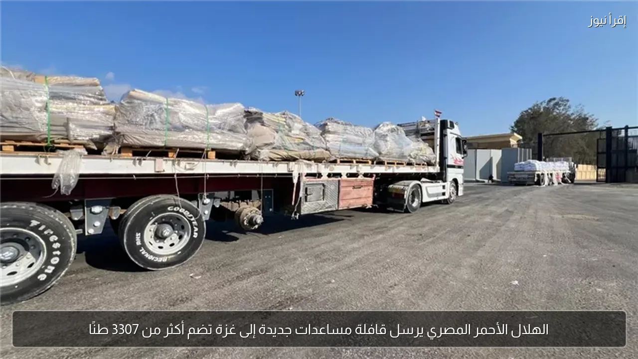 الهلال الأحمر المصري يرسل قافلة مساعدات جديدة إلى غزة تضم أكثر من 3307 طنًا