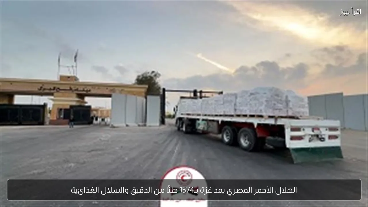 الهلال الأحمر المصري يمد غزة بـ1574 طنًا من الدقيق والسلال الغذائية
