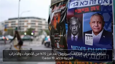 نتنياهو يتقدم في انتخابات إسرائيل بعد فرز 70% من الأصوات والأحزاب العربية تحصد 19 مقعدًا