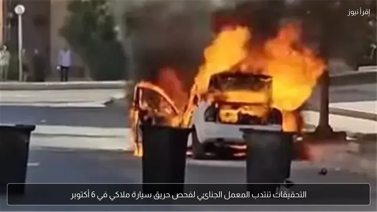 التحقيقات تنتدب المعمل الجنائي لفحص حريق سيارة ملاكي في 6 أكتوبر