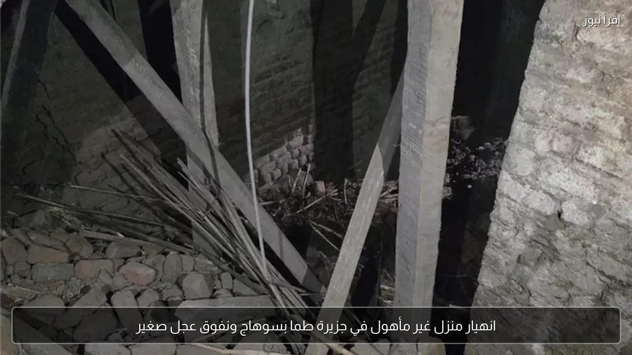 انهيار منزل غير مأهول في جزيرة طما بسوهاج ونفوق عجل صغير