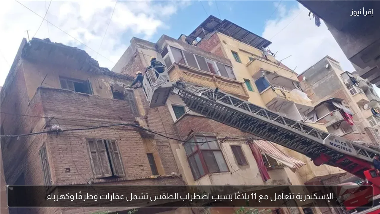 الإسكندرية تتعامل مع 11 بلاغًا بسبب اضطراب الطقس تشمل عقارات وطرقًا وكهرباء