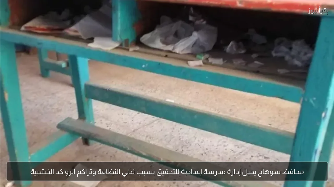 محافظ سوهاج يحيل إدارة مدرسة إعدادية للتحقيق بسبب تدني النظافة وتراكم الرواكد الخشبية