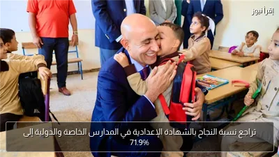 تراجع نسبة النجاح بالشهادة الإعدادية في المدارس الخاصة والدولية إلى 71.9%