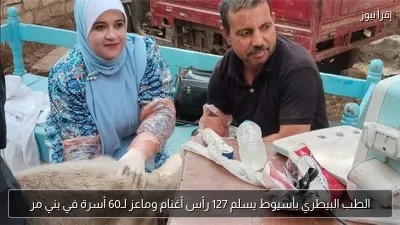 الطب البيطري بأسيوط يسلم 127 رأس أغنام وماعز لـ60 أسرة في بني مر
