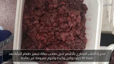 مديرية الطب البيطري بالأقصر تحيل صاحب صالة تجهيز طعام للنيابة بعد ضبط 90 كيلو دواجن وكبدة ولحوم مفرومة غير صالحة