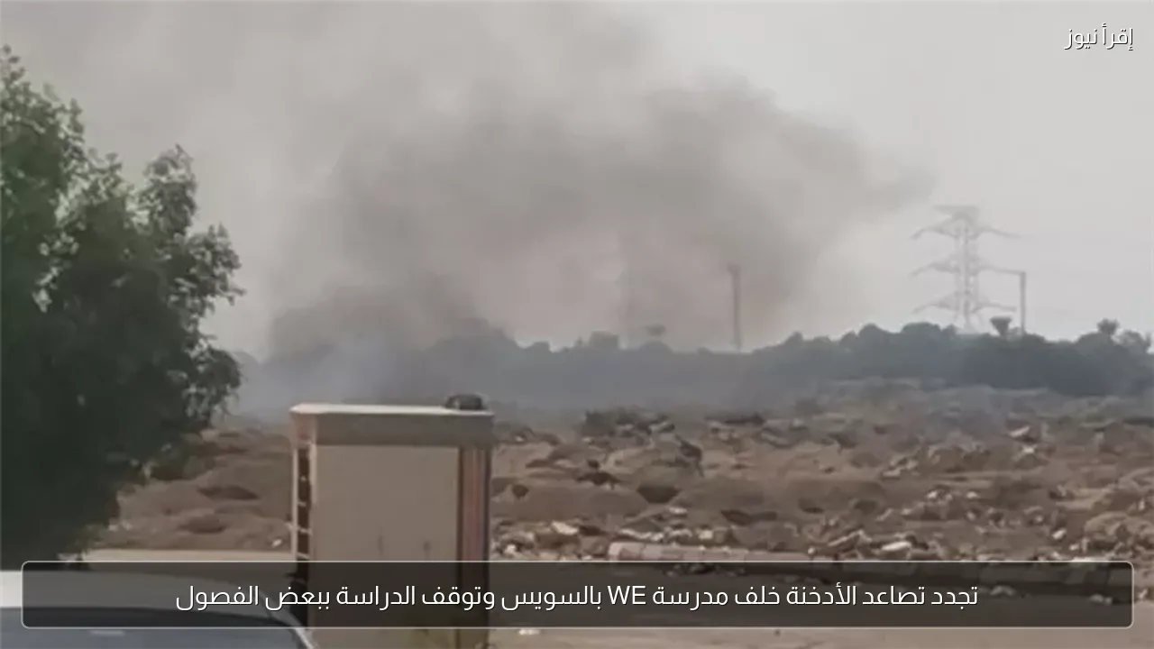 تجدد تصاعد الأدخنة خلف مدرسة WE بالسويس وتوقف الدراسة ببعض الفصول