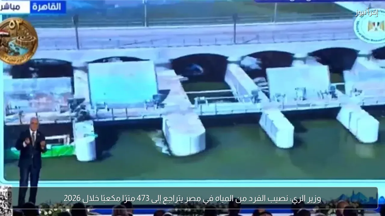 وزير الري: نصيب الفرد من المياه في مصر يتراجع إلى 473 مترًا مكعبًا خلال 2026