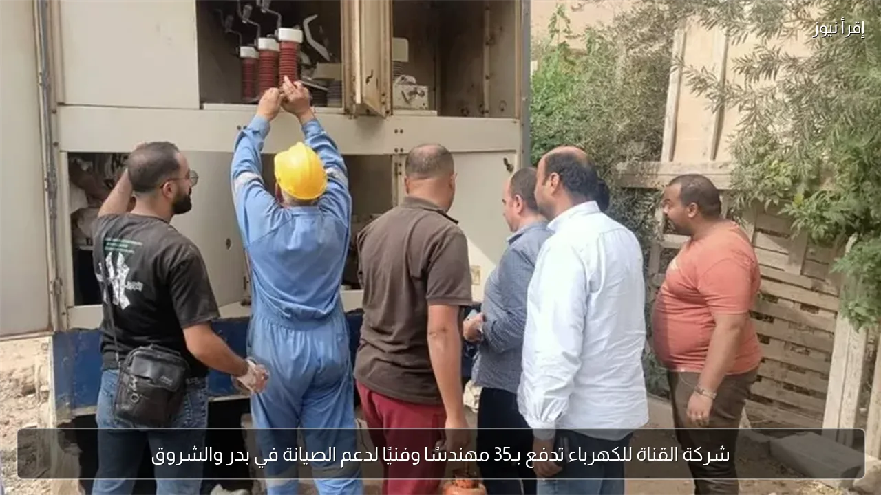 شركة القناة للكهرباء تدفع بـ35 مهندسًا وفنيًا لدعم الصيانة في بدر والشروق